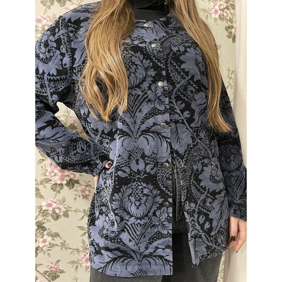 Marimekko Mika Pirainen Finland Velvet Buttons Cardigan Top Sz XL - Picture 2 of 10